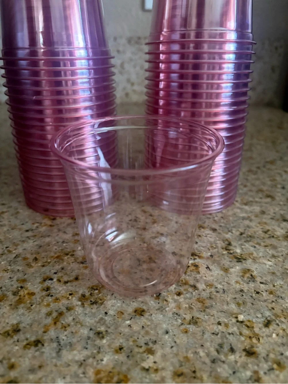 Pink Disposable Plastic Party Cups - Pack of Clear Pink Cups